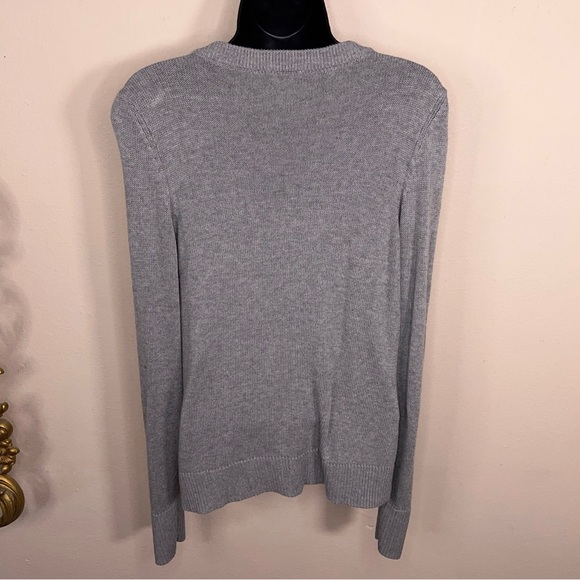 Petite Large Talbots Grey Silver Studded Cardigan Sweater Knit Zip Front Closure - Picture 12 of 13